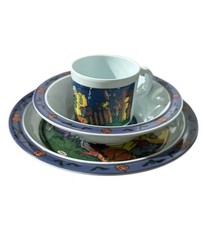 Kindergeschirr Set Tasse Teller Schüssel 3-tlg Plastik Suppenschüssel