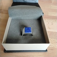 Herrenring massiv 925 Sterlingsilber mit natürlichem Lapislazuli Gr. 68, 21,6