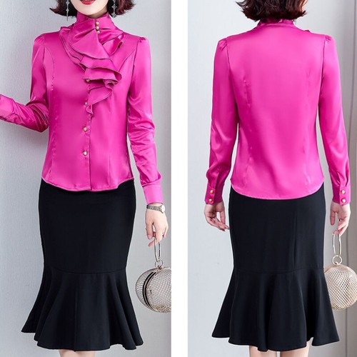Damen kunstseide hemd satin - damen,