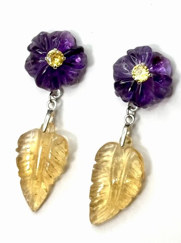 Feine ohrringe citrin amethyst - citrin,