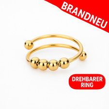 Anti Stress Ring Damen drehbar Spiral Perlen Silber Fingerring Geschenk Vintage