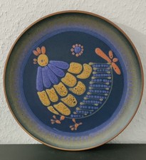 Wandteller KMK Kupfermühle, Dekor Viola Hahn, blau, Vintage