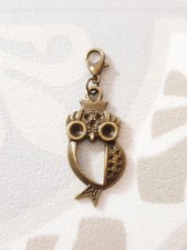 Eulen Anhänger mit Karabiner ♥ Uhu Vogel Tier Schmuck Basteln Deko Charms Bronze