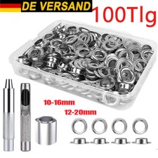 100 TLG Ösen Rundösen 12-20mm Set mit Ösenzange Für Planenösen Gartenplane LKW
