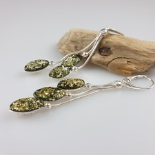 Lange grun Bernstein Ohrringe