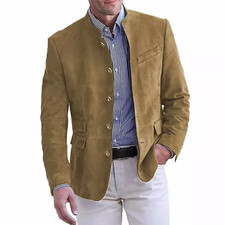 Beige Leder Blazer Herren