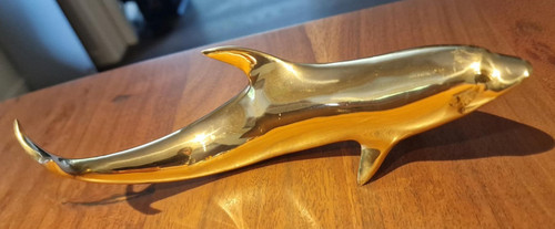 Massive messing delfin figur - messing,