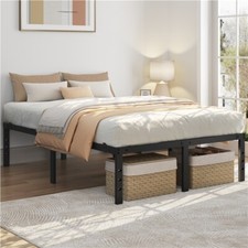 Metallbett ohne Kopff- & Fußteil Modernes Bettgestell mit Viel Stauraum Schwarz