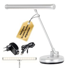 B-WARE LED Piano Leuchte Klavier Lampe Noten Licht warmweiß USB Batterie silber