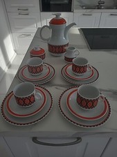 KAFFEESERVICE SCHUMANN ARZBERG FÜR 4 PERSONEN ORANGE BRAUN 15 TLG