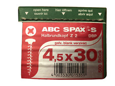 ABC Spax-Schrauben Orig. 4,5 x 30, Halbrundkopf,galv. blank verzinkt, 500Stück