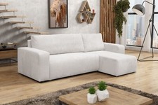 Ecksofa mit Schlaffunktion und Bettkasten Cordstoff, Schlafsofa, L-Form Eckcouch