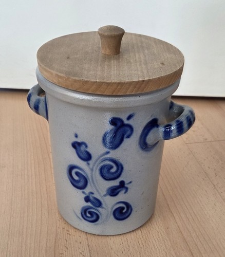 Steingut topf mit holzdeckel - topf,