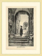 Tor zum Tempelplatz in Jerusalem von Bauernfeind Holzstich Gartenlaube III 138