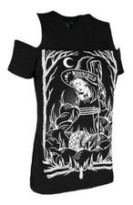 Witchy Cold Shoulder Top - Burn the Witch - Schwarz Goth Sommer Cold Shoulder Top