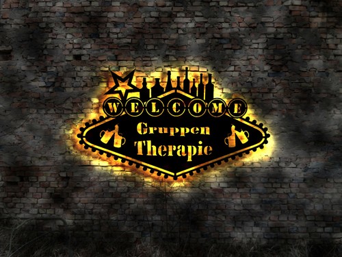 Schild gruppentherapie tresen - schild,