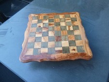 Kleiner Schach Brett Tisch aus Wurzelholz Olivenholz ohne Figuren