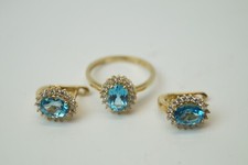 Damen 14K Gelbgold Ring und Ohrschmuck / Set