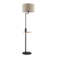 Lindby Zinia Stehlampe Wohnzimmerlampe m. Ablage & USB Dekoleuchte E27 schwarz