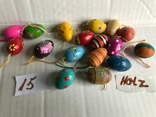 Nr.15) 12 Holz Eier und 5 Styropor Eier Ostereier farbig zum hängen *