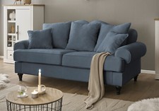 Sofa in blau Couch 3-Sitzer Sofagarnitur 3er-Sofa Loungesofa 200 cm Adelina
