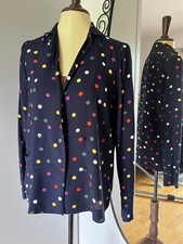 ZARA Bluse Blazer Blusenblazer blau Polka Punkte Pünktchen 100% Viscose XS 34 36