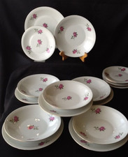 Chodziez Porzellan Tafelservice Tellerset für 6 Personen Rosendekor & Goldrand