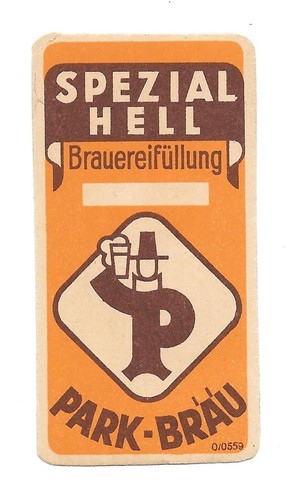 Bieretikett parkbrauerei - bieretikett, ag