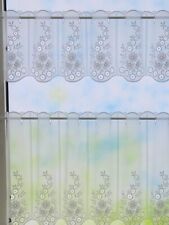 Scheibengardine Kreise weiß Plauen Stickerei Gardine Kaffehausgardine Panneaux