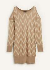 Long-Pullover mit Cut Outs Gr. 44/46 Sand Mit Lurex Wollweiß Damen Pulli Neu