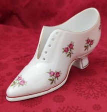 Porzellan Schuh mit Blumenmotiv und Goldrand  "Tettau Antiquariat" Vintage