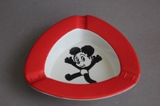 Seltener Ornamin vintage Aschenbecher dreieckig rot weiß mit Maus im Spiegel