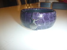 Marc Cain, Lederarmreif, Krokomuster, dunkles Lila, NEU, Innendurchmesser 7cm