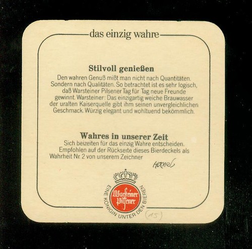 Bierdeckel warsteiner - warsteiner, (15)