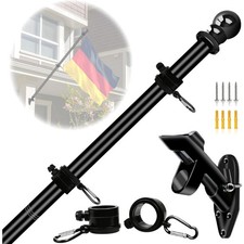 Fahnenmast Edelstahl 1,5m, Gartenfahnenmast, Flaggenstange mit Halter, wetter...