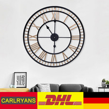 Ø80 cm Große Wanduhr Römische Zahlen Wanduhr Wohnzimmer rund Uhr Vintage-Stil DE