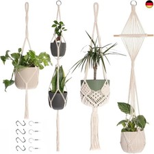 Makramee Blumenampel Hängend Innen, 4er Set Boho Deko Makramee Hängeampel mit H