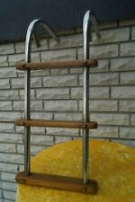 Hochwertige  Boot Edelstahl Badeleiter, 3 Stufen Teakholz