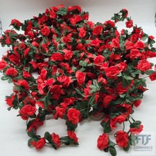 ASTNIC 9 Stück 8FT Blumengirlande Deko Künstliche Rot Rosengirlande mit Eukalypt