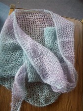 neues Mohair Merino-Tuch, Dreiecktuch, handgestrickt, super leicht, Farbverlauf