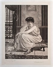 Willie Heydemann nach Edward Poynter Frauenporträt Symbolismus Radierung 19 Jh