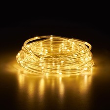 LED Lichterschlauch Lichterkette 10m 100 LEDs IP44 innen außen warmweiß Netzteil
