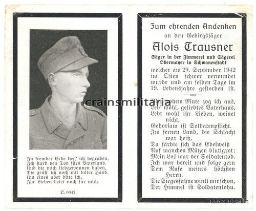 Orig sterbebild 100 jäger - orig.,