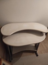 schreibtisch mit ausfahrbarem zweiten teil und fußplatz - Weiß, einige flecken