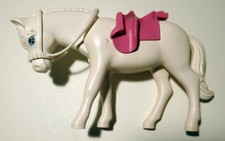 LEGO Belville Pferd weiß (Schimmel) mit Zaumzeug und Sattel