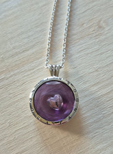 Medaillonkette Pandora mit Herzeinleger (lila Glas)