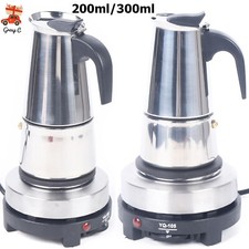 Elektrisch Espressokocher Edelstahl 4/6 Tassen 200ml /300 ml Espressokanne 220V
