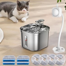 Katzenbrunnen Edelstahl Kabellos 2L Trinkbrunnen für Katze Edelstahl mit Sensor