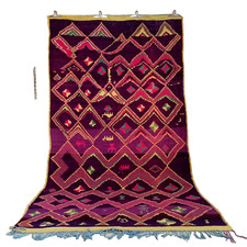 Vintage Marokkanischer Teppich Handarbeit Tribal Azilal Kelim Rosa Lila Wolle...