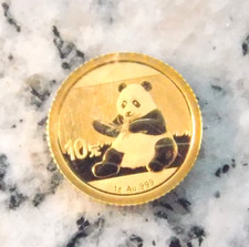 Goldmünze 1 Gramm 2017 PANDA 10 Yuan China 999 Fein Gold 1g in Folie Stgl selten